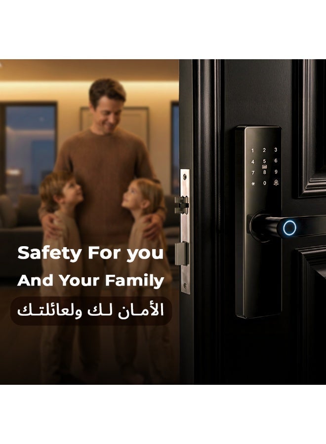 كويك قفل باب ذكي ببصمة الاصبع الدخول بدون مفتاح مع مقبض الكتروني برمز مع لوحة مفاتيح - Image 5